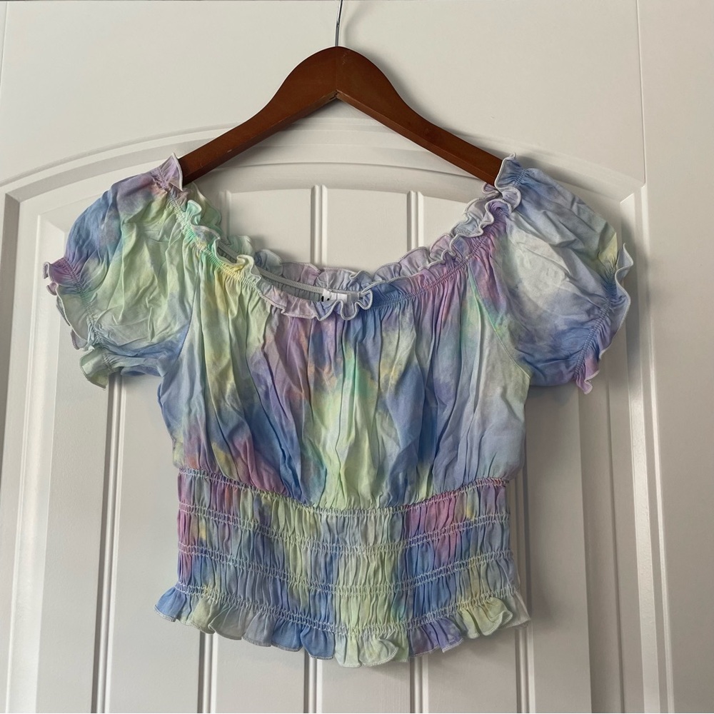 Abound / Nordstroms pastel colorful peasant top, size small, never worn, cropped